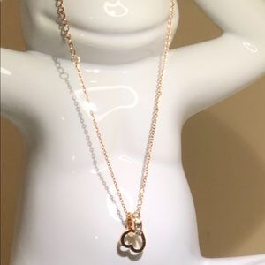 Double crystal heart &circles pendant.